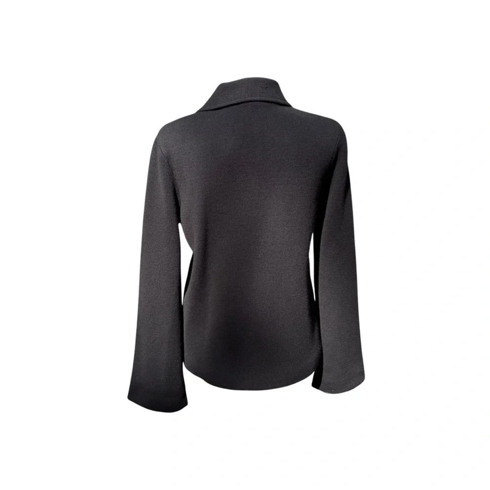 Talbots Chic Black Double-Breasted Fully Lined Merino Wool Sweater Jacket - Picture 4 of 8